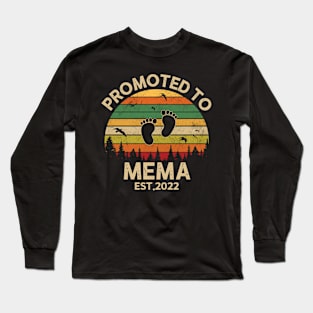 Promoted To Mema Est 2022 Pregnancy Announcement Vintage Long Sleeve T-Shirt